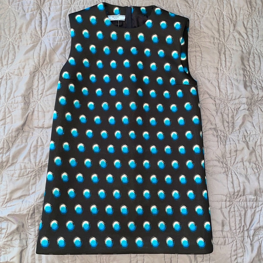 Prada Black and Blue Polka Dot Top